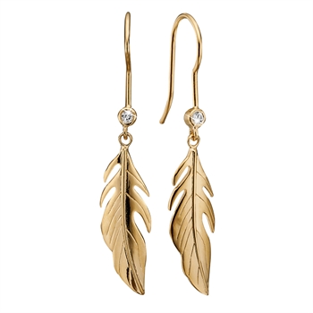Christina Collect Gold-plated sterling silver Large Feather Synphony Beautiful earrings, also available in silver, model 670-G38
